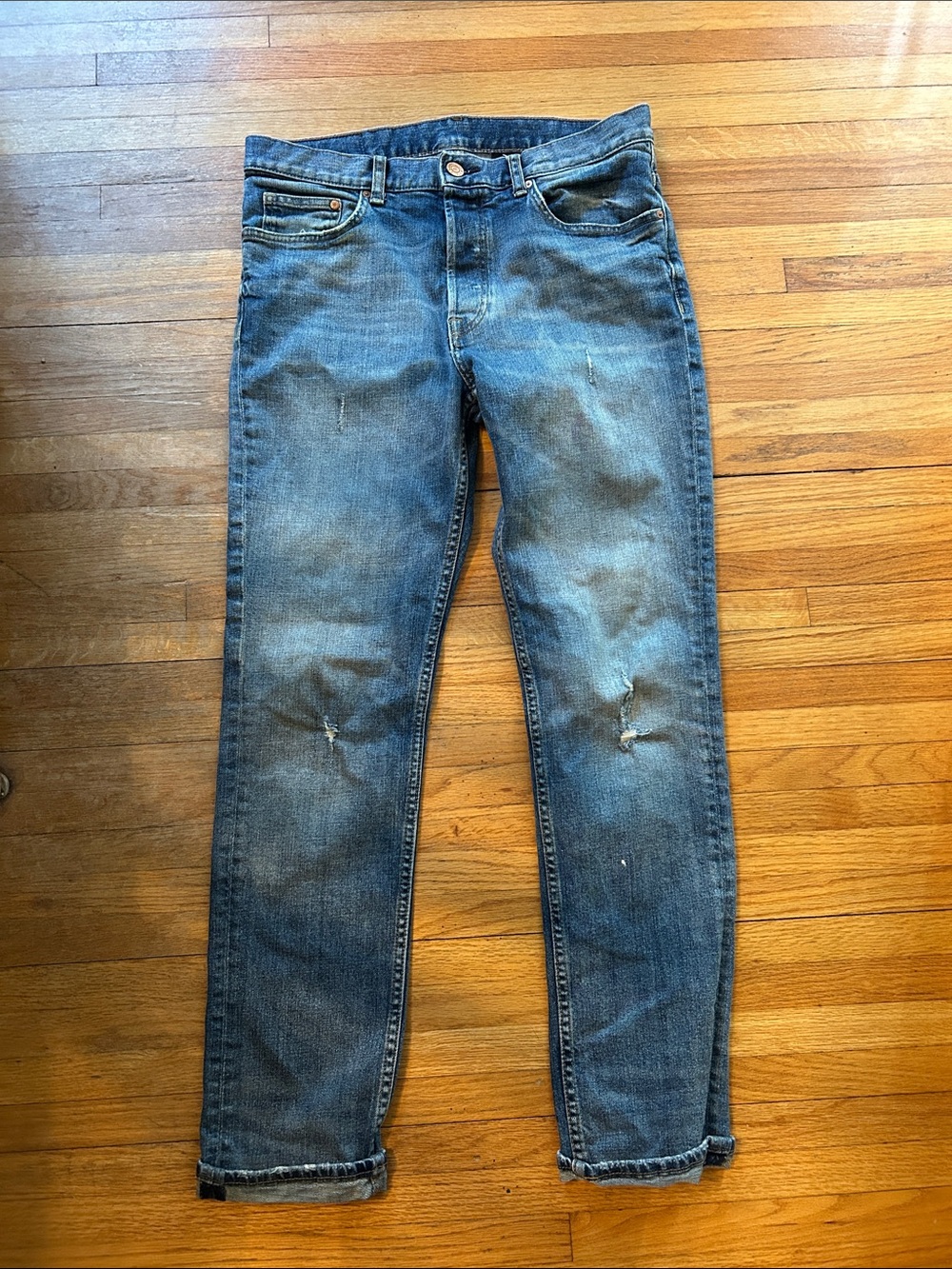 & DenimMen's Blue Slim Fit Jeans - Classic Denim. Size 32